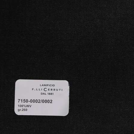 7150-0002/0002 Cerruti Lanificio - Vải Suit 100% - Đen Trơn